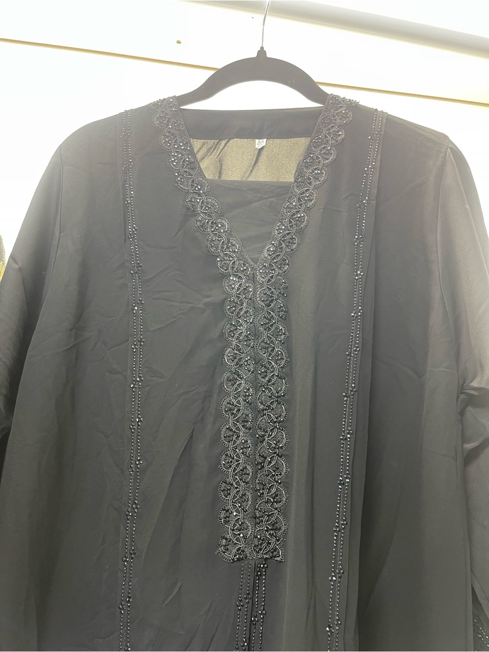 Black Embroidered V-Neck Tunic